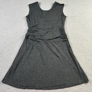 Patagonia Amber Dawn Dress Charcoal Grey Heather Ruched Faux Wrap Womens Large